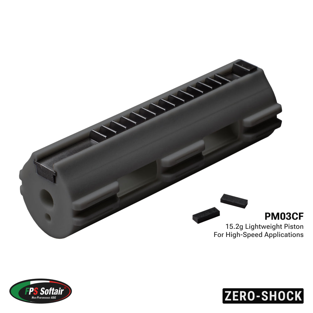 FPS Softair ZERO-SHOCK Carbon Fiber Lightened Airsoft Piston Full Metal Teeth (PM03CF)