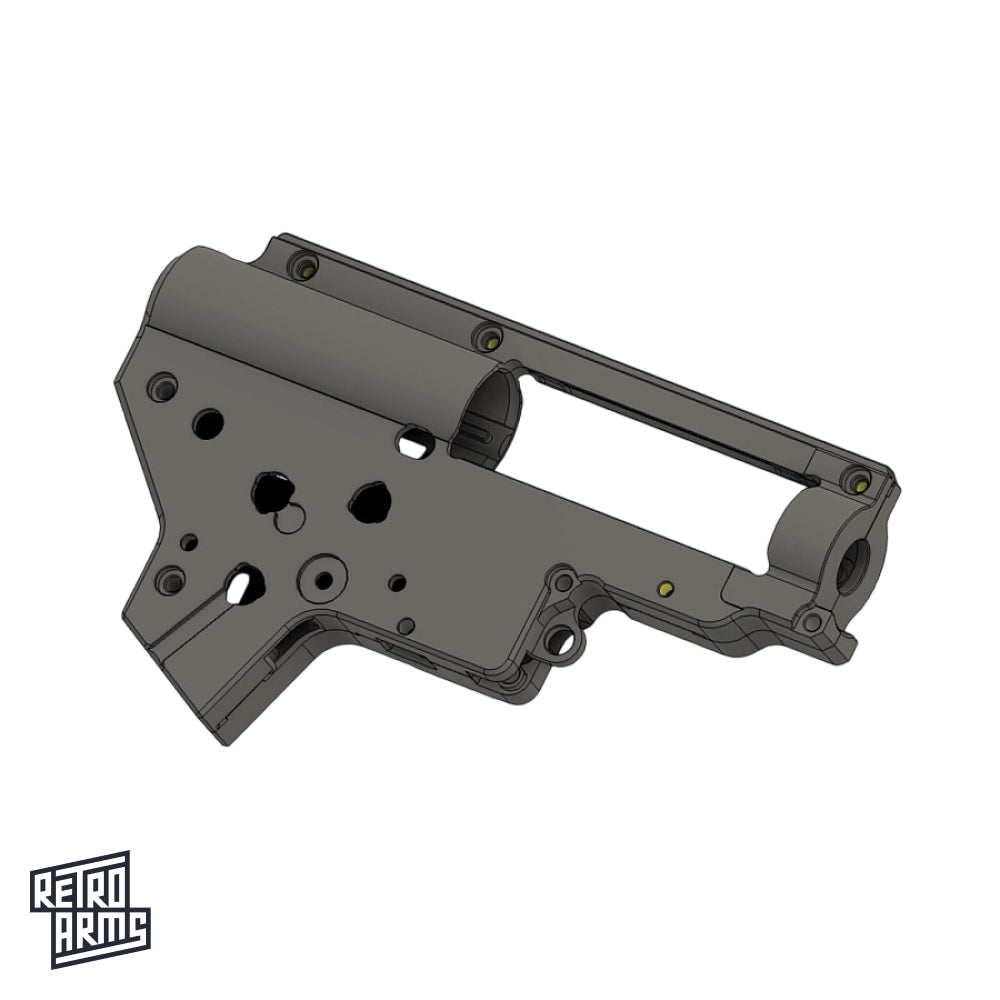 RetroArms CNC Gearbox V2 – 8mm Bearings – QSC (Quick Spring Change)