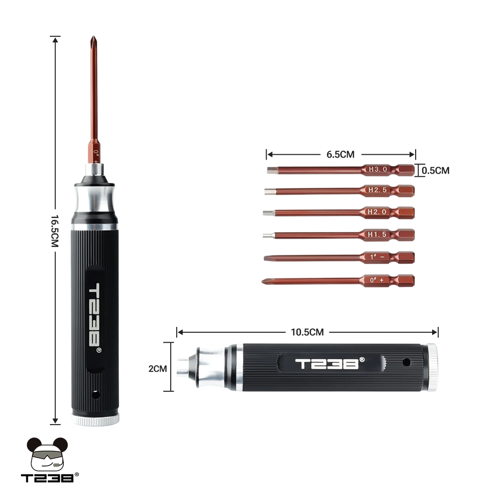 T238 6-in-1 Portable Screwdriver (Red Steel)