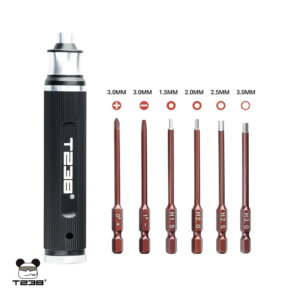 T238 6-in-1 Portable Screwdriver (Red Steel)